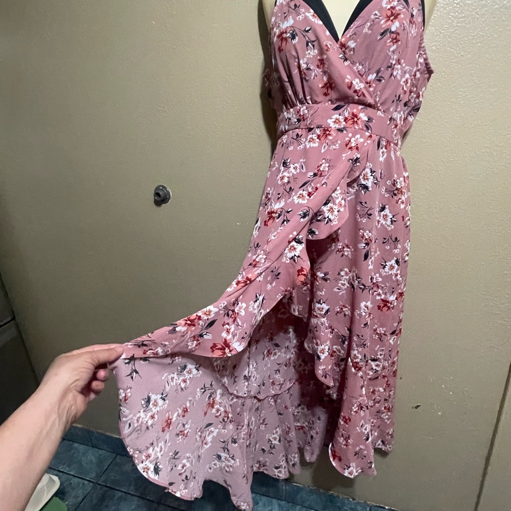Inspired Hearts Mauve Floral High Low Dressg good condition look New